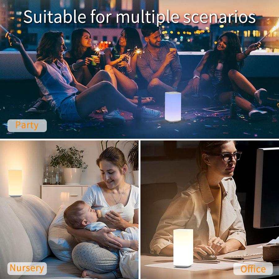 Rechargeable Touch Table Lamp RGB Dimmable Night Light with Remote Control Timed Bedside Lamp For Bedroom Living Room Lighting