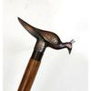 Canne de Marche en Bois avec Poignée en Laiton de Style Antique Victorien Vintage de Créateur