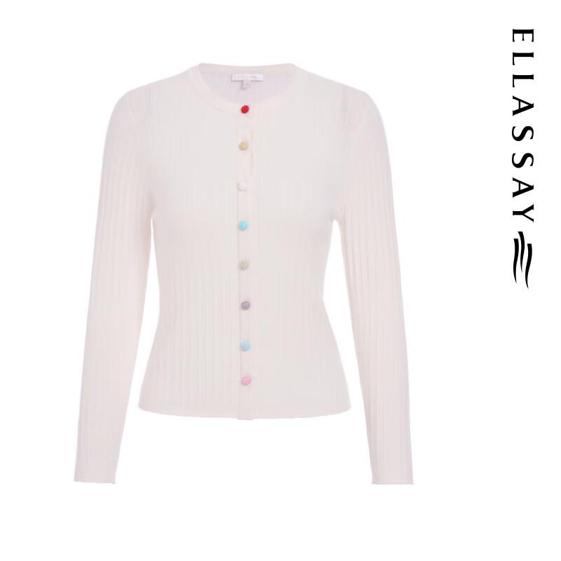 ELLASSAY Women's Merino Wool Cardigan with Iridescent Buttons