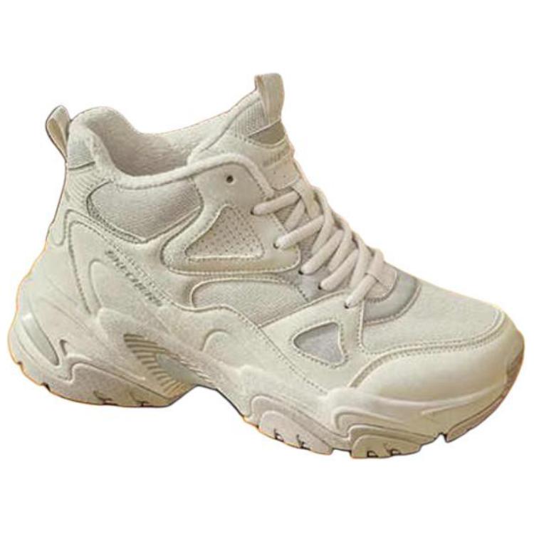 Skechers DLites Comfortable Versatile Breathable Rebound High-Top Running Shoes Women Sneakers Beige 168023-WLPK