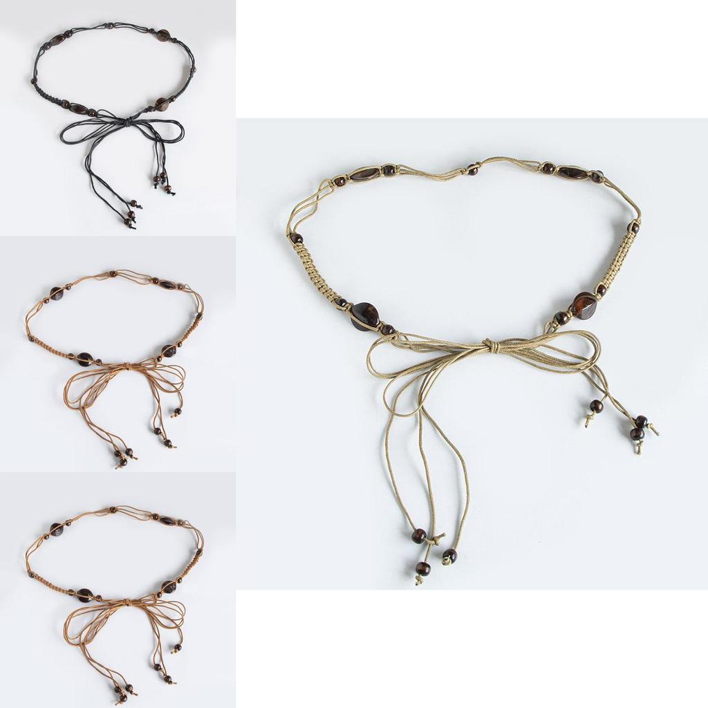 Ethnic Style Handcrafted Waist Rope With Wooden Accents For Boho Summer Fashion