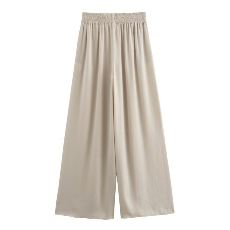 Pantaloni Dritti a Vita Alta Larghi da Donna con Elastico in Vita Vestibilità Comoda 2026