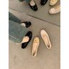 Inner height increase 4CM retro black square buckle single shoes one pedal commuter ladyshoes