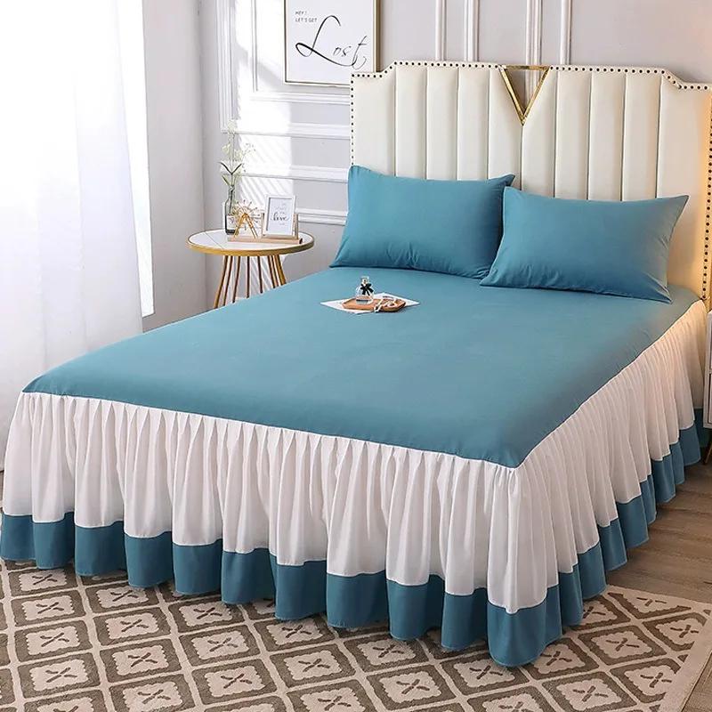 3 Pcs Solid Color Bedspread on The Bed Home Knit Dust-proof Smooth Cotton Bed Cover for Queen/King Size Bed