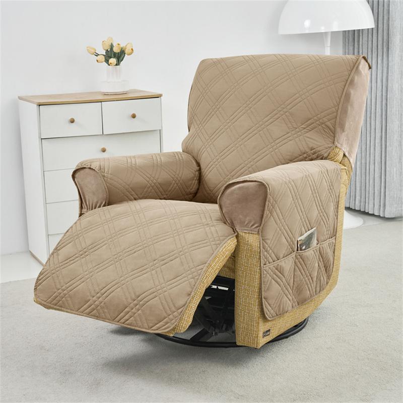 1Seater Recliner Cover Solid Color Quilted Armchair Slipcover Anti-Wear Pet Kids Accent Couch Cushion Living Room Hotel Home