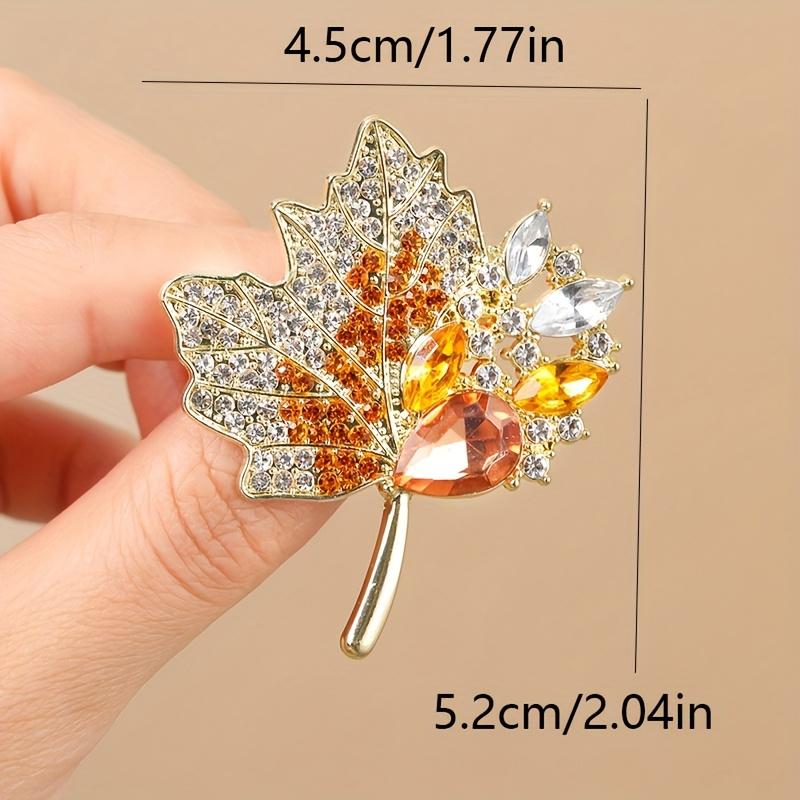 Luxury Alloy Rhinestone Maple Leaf Brooch Simple Elegant Chest Pin for Women Ideal for Party & Gift-Giving All-Season Accessory Festival Holiday Decor