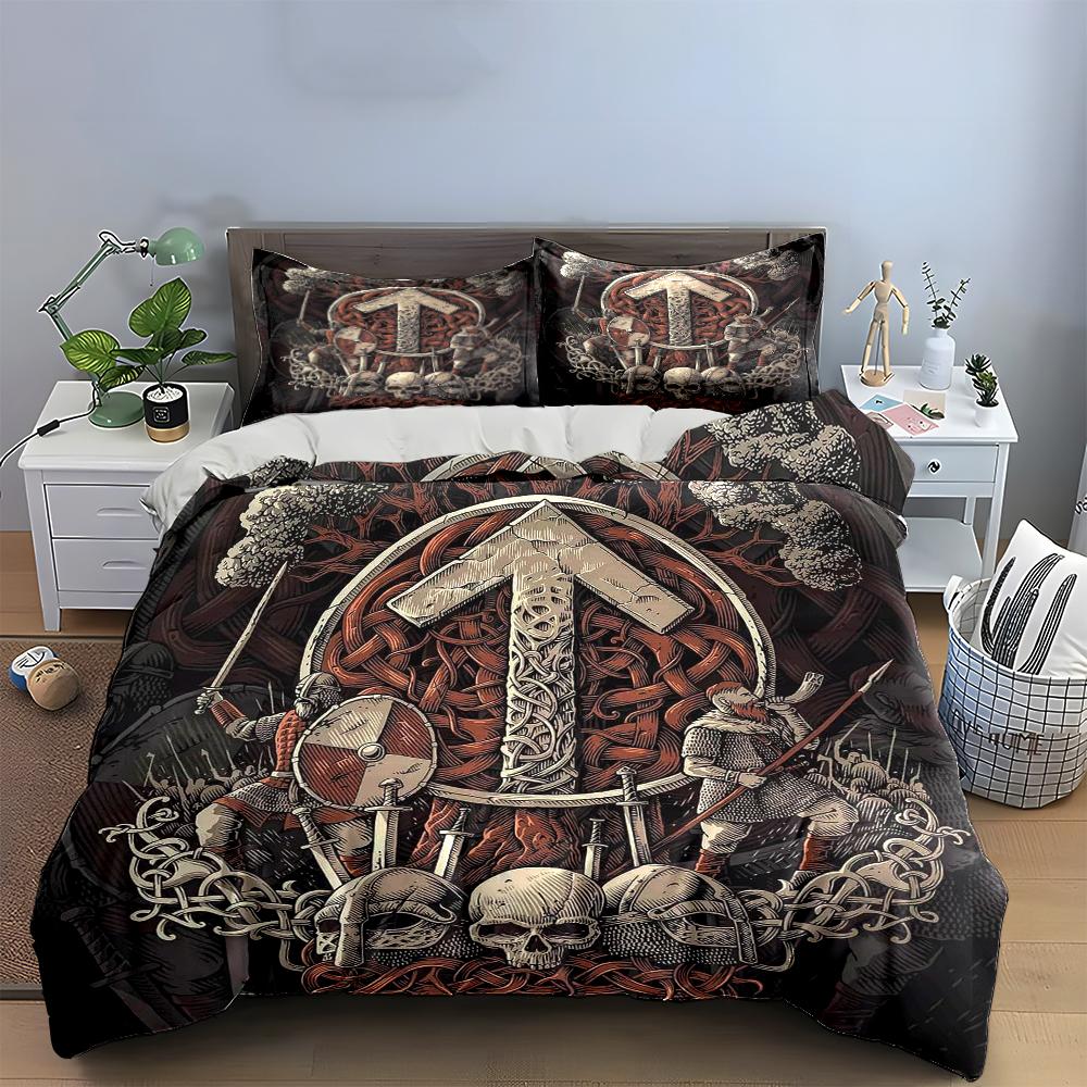 Viking Warrior Nordic Design Bedding Set Bedding set (1 duvet cover, 2 pillowcases, duvet not included)