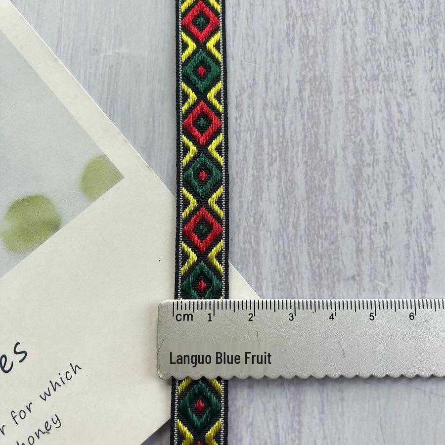 Ethnic Geometric Jacquard Webbing Accessory AH-2855, 1.4 CM Width.