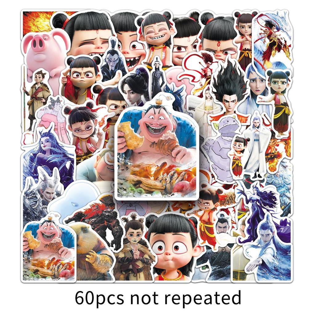 60 Nezha Graffiti Stickers Personalized Cartoon Hot Chinese Comics Decorative Suitcase Mobile Phone Case Computer Stickers