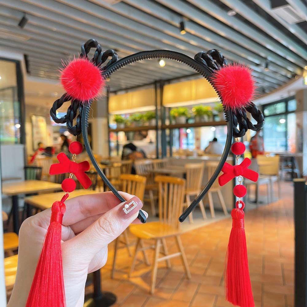 Pearl Bow Tassel Hanfu Hair Hoop Children's Headband Chinese Style Hair Band New Year Headress