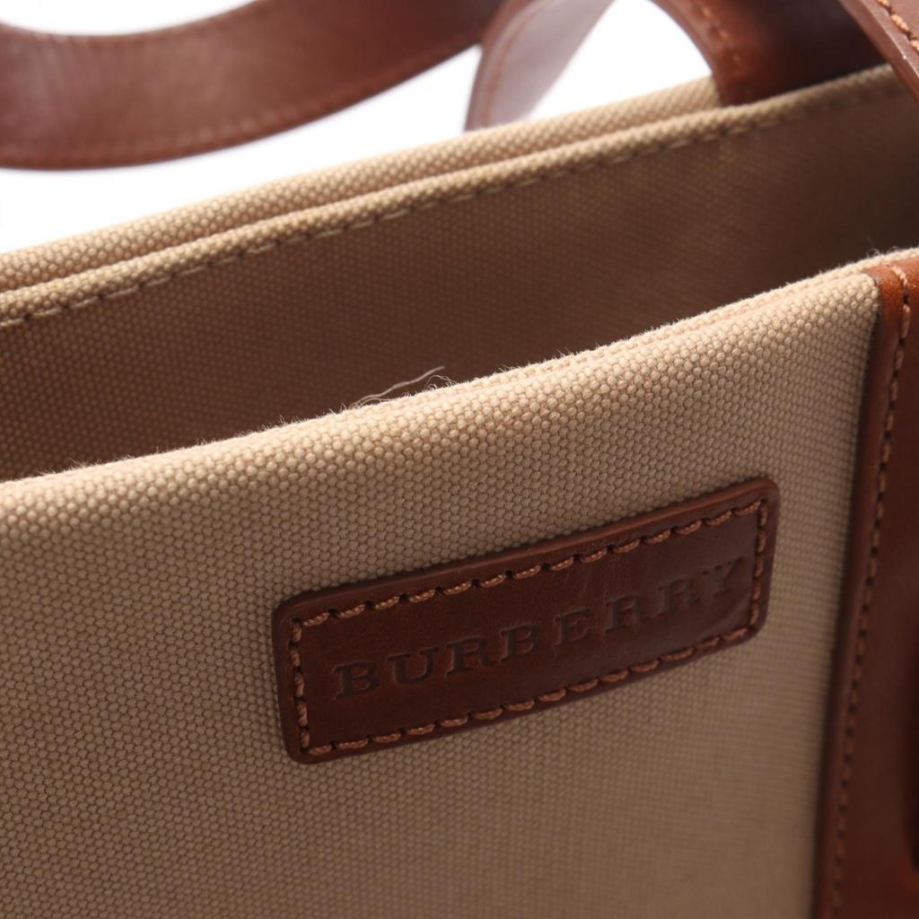 Used BURBERRY Nova Check Tote Bag Canvas Leather Beige Brown Used Women
