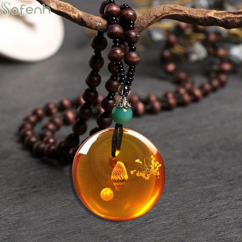 Retro Amber Pendant Necklace For Men And Women Long Pendant Sweater Chain Mother's Day Gift  Retro Amber Necklace