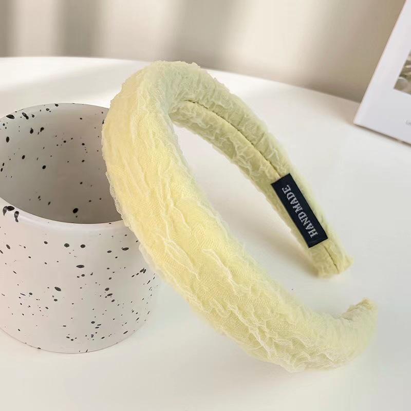Retro French Wide Skull Top Sponge Headband for Women - Milk Coffee Color Hair Accessory