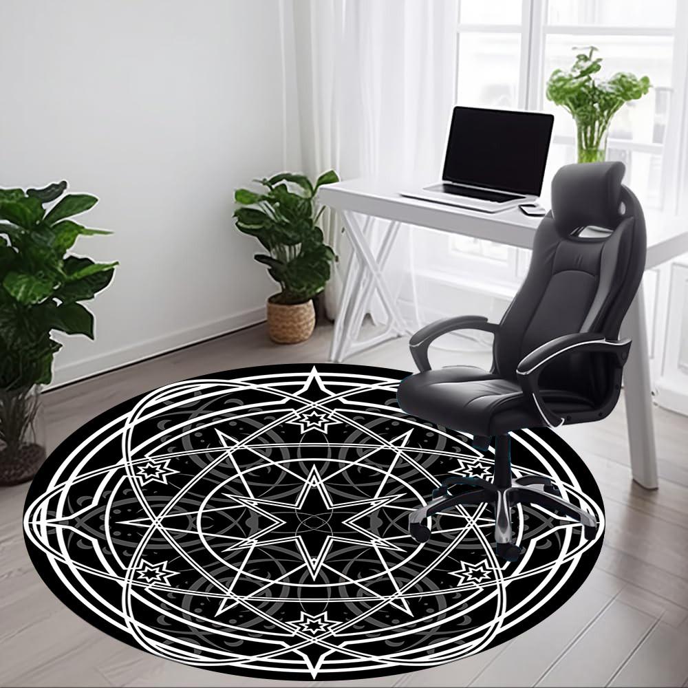 1pc Star Mandala Chair Carpet for Office, Soft, Non-Slip Polyester Mat, Office, Entryway, Living Room, Bedroom, yy251207283