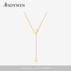 ANDYWEN 925 Silver Guld Justerbar Kedja Hjärta Hänge Berlock Halsband Drop Choker Justerbar Dam Lyx Smycken