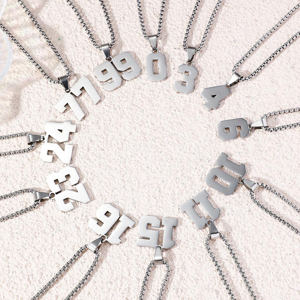 1PC Stainless Steel Athletes Soccer Lucky Number Necklace for Boys Girls Football Basketball Number Necklace for Men Women