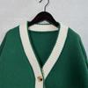 Color Blocking Cardigan V-neck Sweater Women's Loose Knitted Coat Large Size Knitwear Soft Fabric Warm Comfortable Harajuku Style Autumn Winter