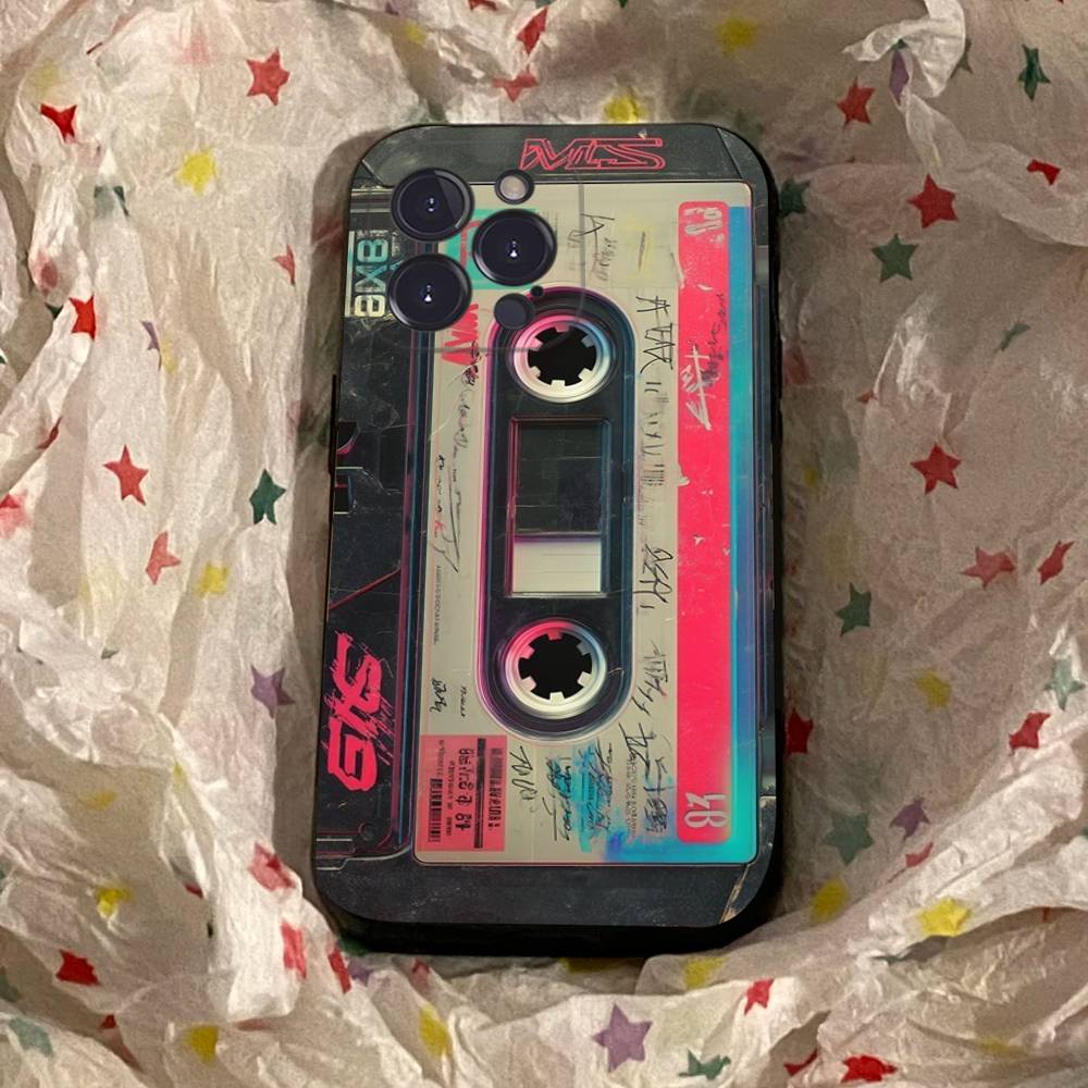 Vintage Music Tapes Cassette Phone Case Black Soft Silicone TPU Phone Case For IPhone 11 12 13 14 15 16 17 Pro Plus Mini Max