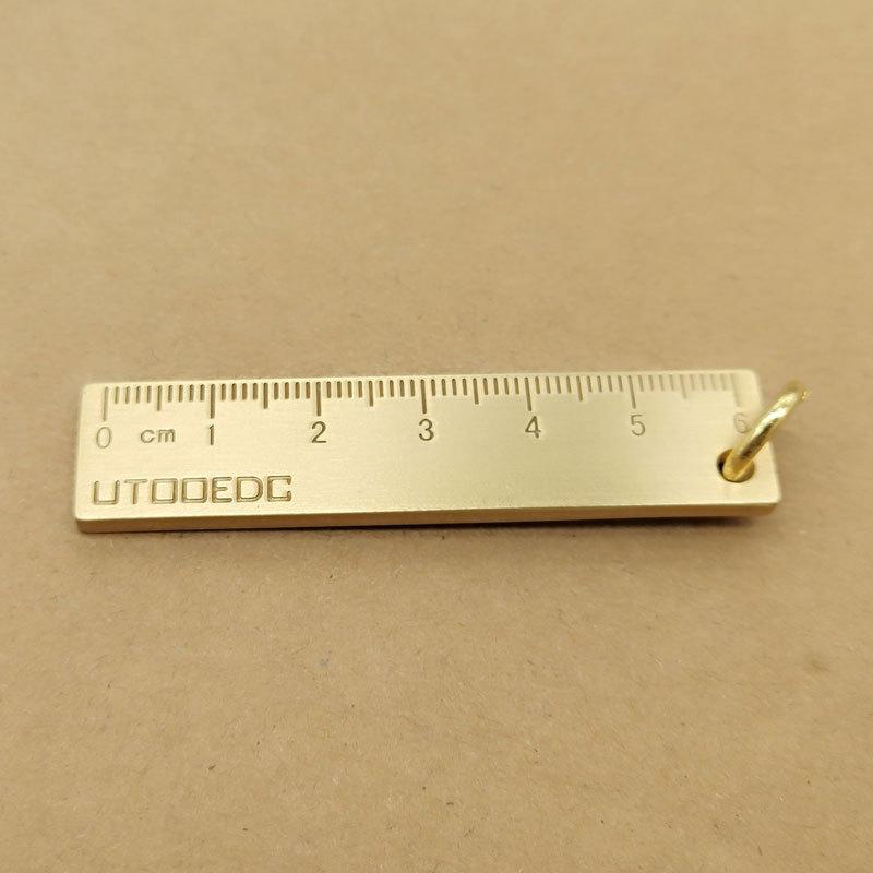Brass Ruler, Easy To Carry with You, Easy To Measure, Smiling Face, Sealing Glaze, Old Washing, Handicraft Keychain Pendant Creativity