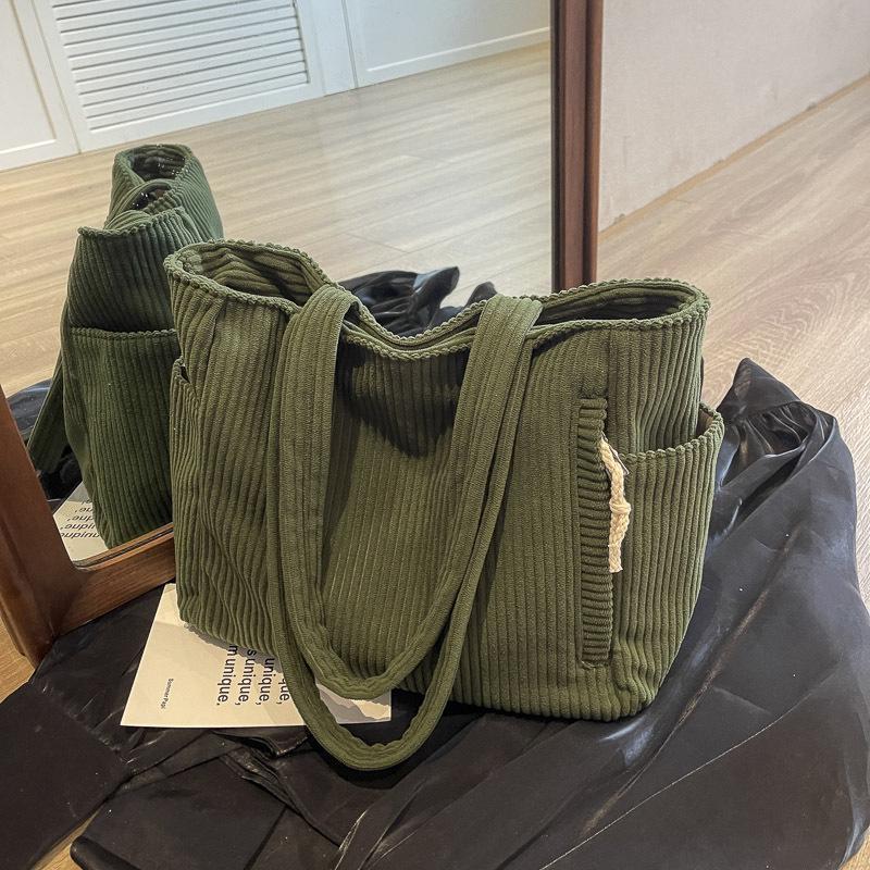 Women's Autumn 2025 Versatile Large Capacity Corduroy Shoulder Bag - Fashionable Commute & Casual Use
