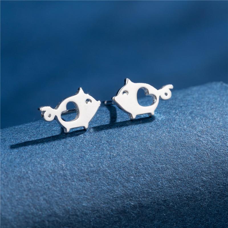 

Корейские медные серьги-пусеты 925 пробы для женщин, модные серьги с динозавром, свиньей, акулой, бабочкой, пирсинг ушей S925, циркон