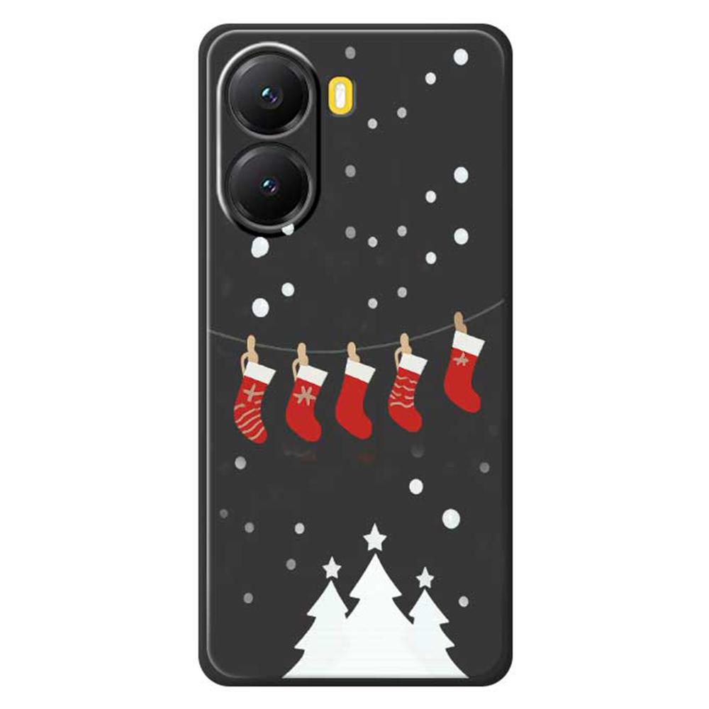 For Xiaomi Redmi Turbo 4 5G/Poco X7 Pro 5G Case Christmas Stockings Pattern Printing Straight Edge TPU Phone Back Cover