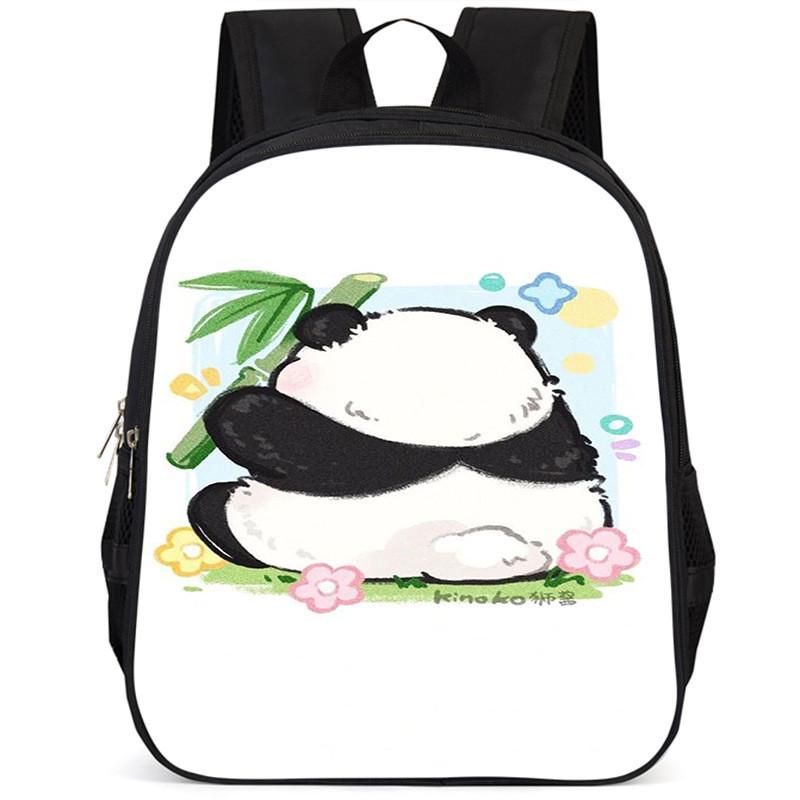 Spacious 15 Inch Panda Backpack For Elementary Kids Lightweight Oxford Cloth