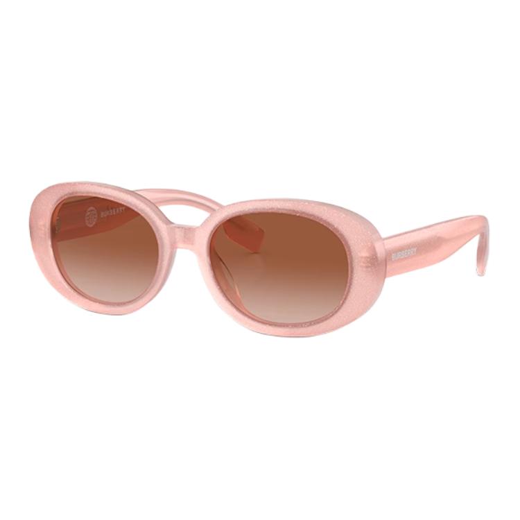 Burberry Temple Letter Logo Acetate Oval Sunglasses Kids Pink