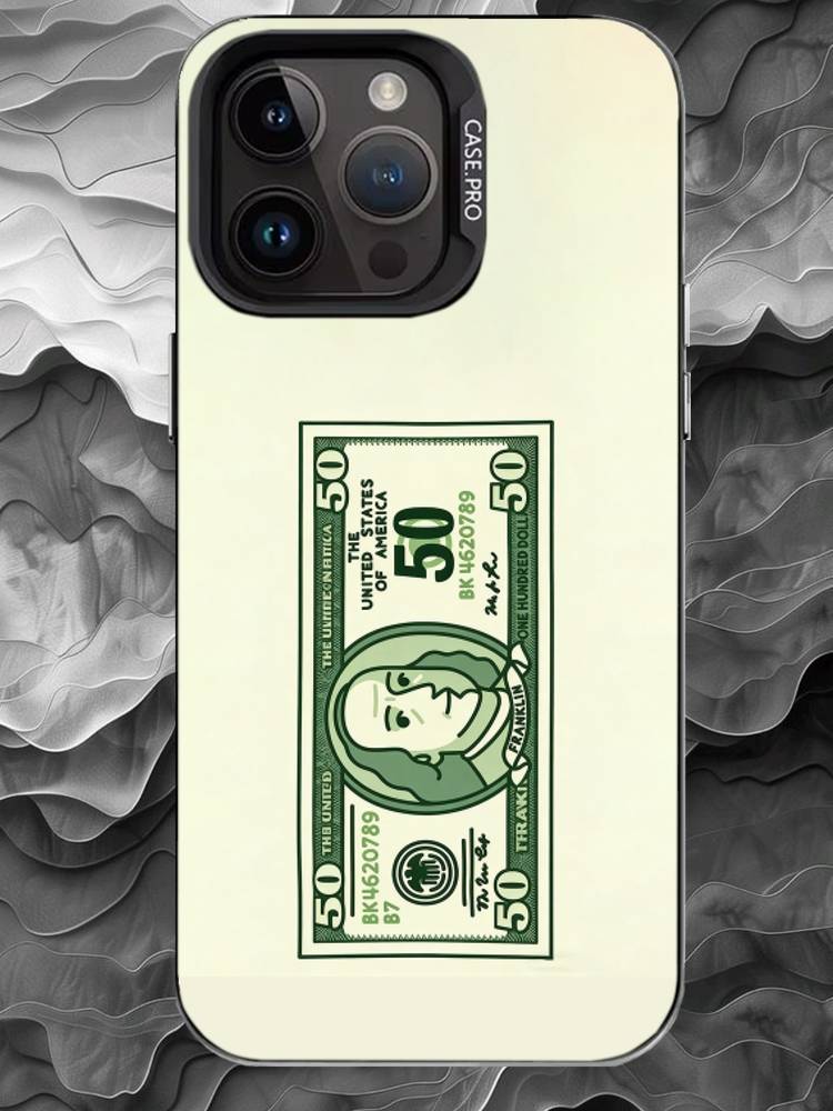

Q-Q version vector banknote Phone Case For iPhone 17 16 15 14 13 12 11 Pro Max Plus Silver Matte Black Cover iPhone17