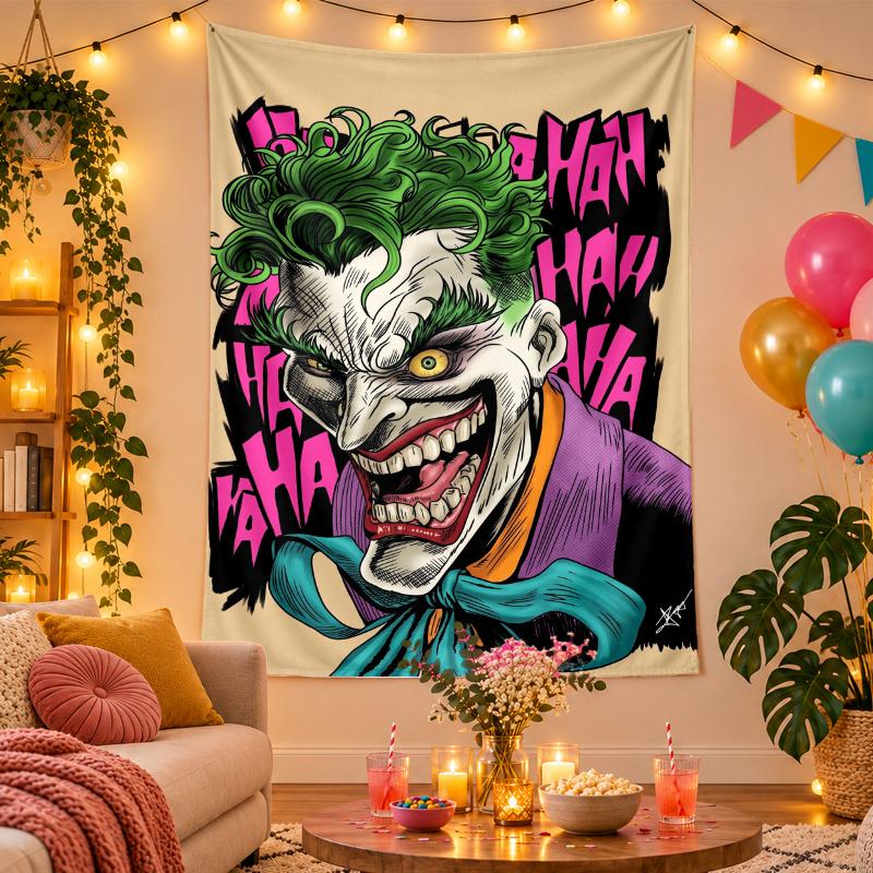 Polyester Wall Tapestry with Joker DC Design, Decorative Hanging for Bedroom Living Room Dorm