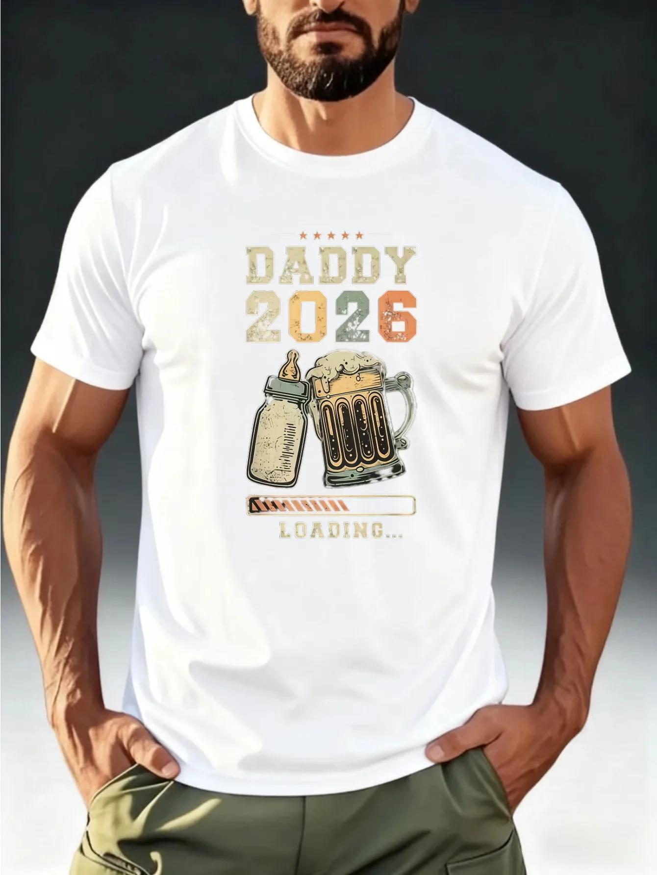 

Men s Short Sleeved T-shirt with DADDY 2026 Loading... Bottle Beer Fun Print, Retro Cool Theme, Casual and Comfortable Top ... S разноцветный