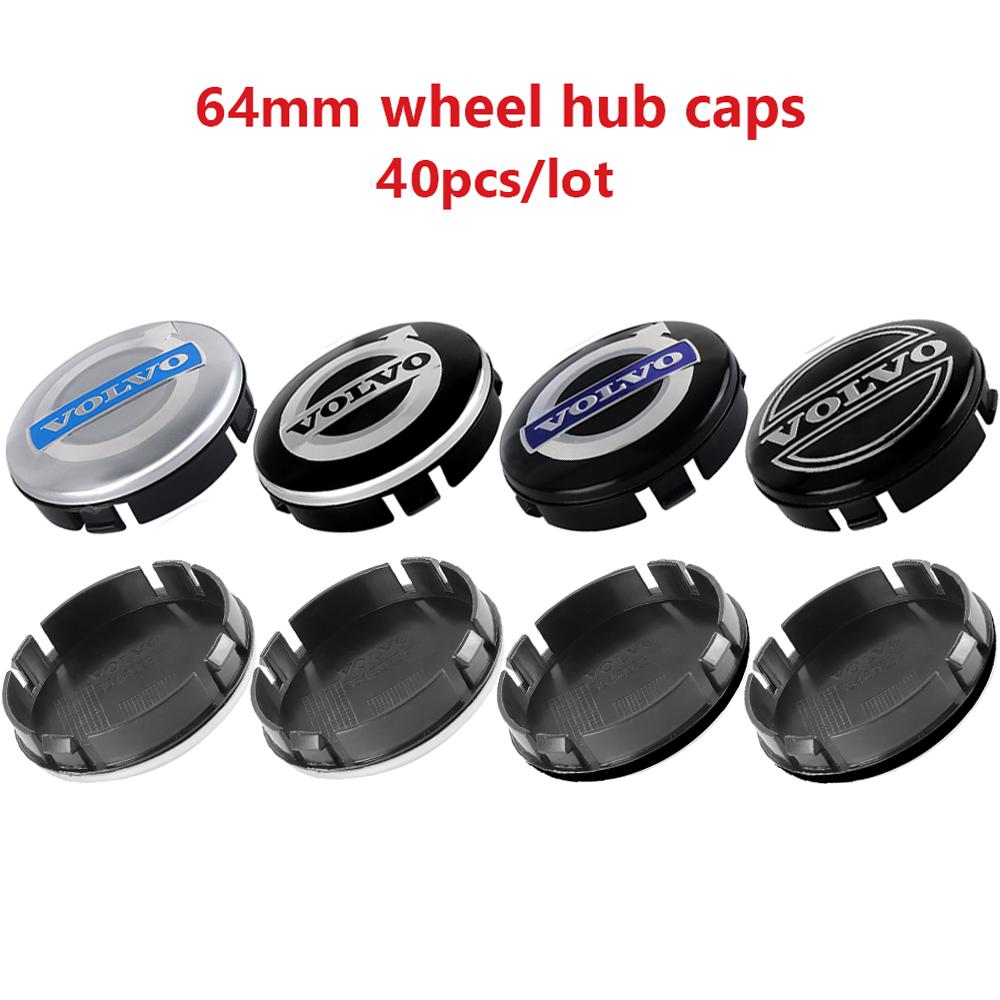 40pcs 64mm Wholesale Original Tire Hubcap Car Styling Wheel Center Hub Cap Covers Emblem For Volvo Rdesign T6 AWD C70 S40 C30 JI0