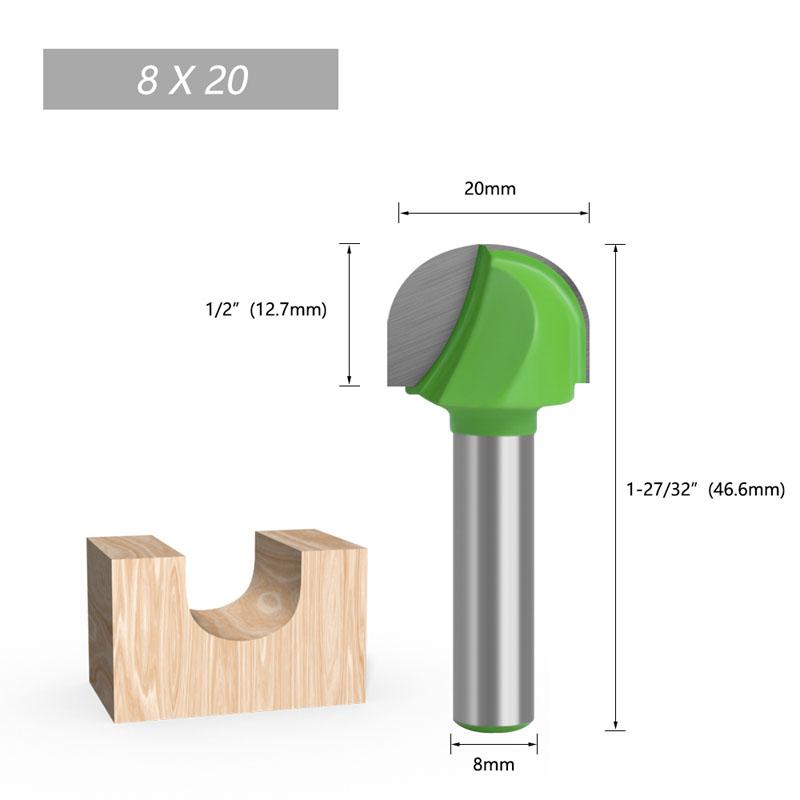 1pc 8mm Schaft Ball Nase Ende Mühle Runde Nase Cove CNC Fräsen Bit Radius Core Box Vollhartmetall router Bit Werkzeuge
