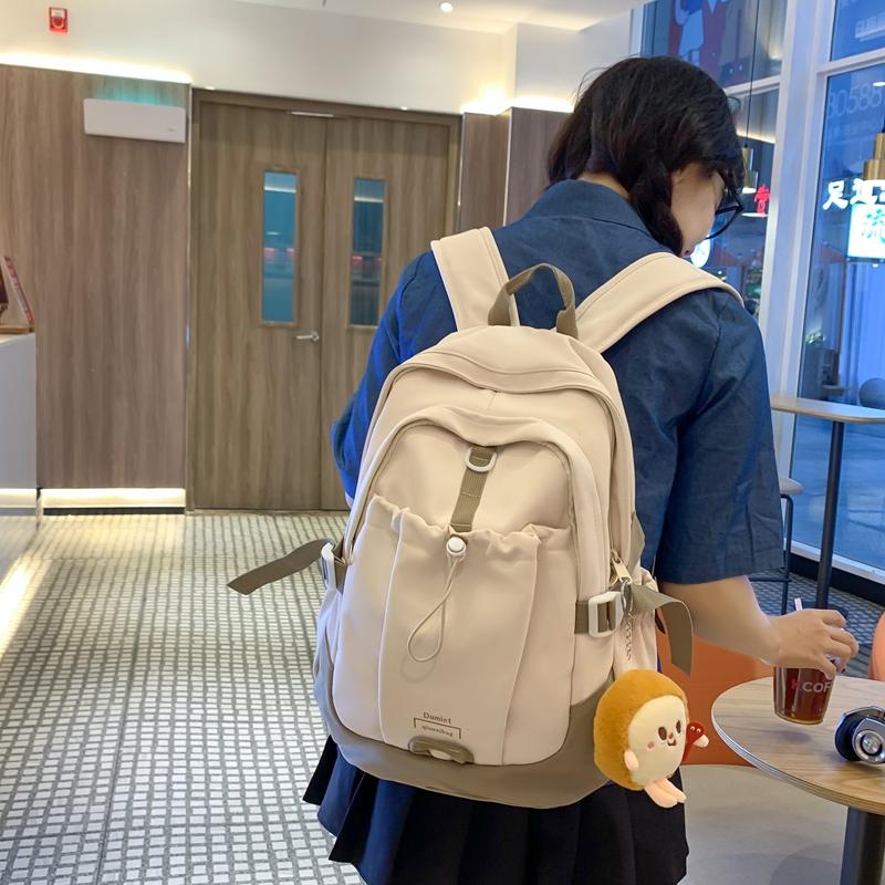 Студенческий рюкзак большой емкости женский рюкзак цветной блок школьный портфель — фото 4