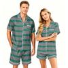 Couple Matching Pajama Set Short Sleeve Button Down Sleepwear Set with Shorts Soft Casual Loungewear S To XXXXL