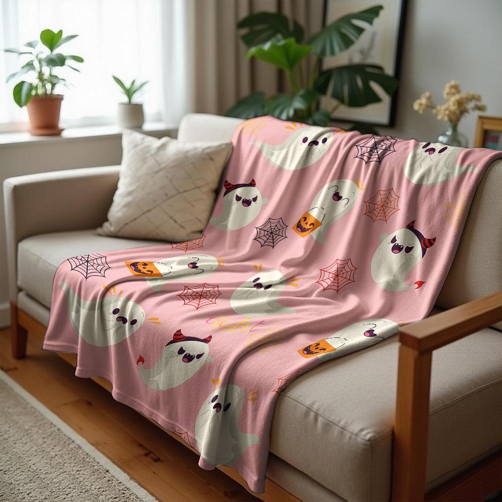 Pink Daisy Bow Cherry Soft Flannel Blanket Breathable Warm Throw for Office Car Sofa Kids Room Birthday Xmas Gift