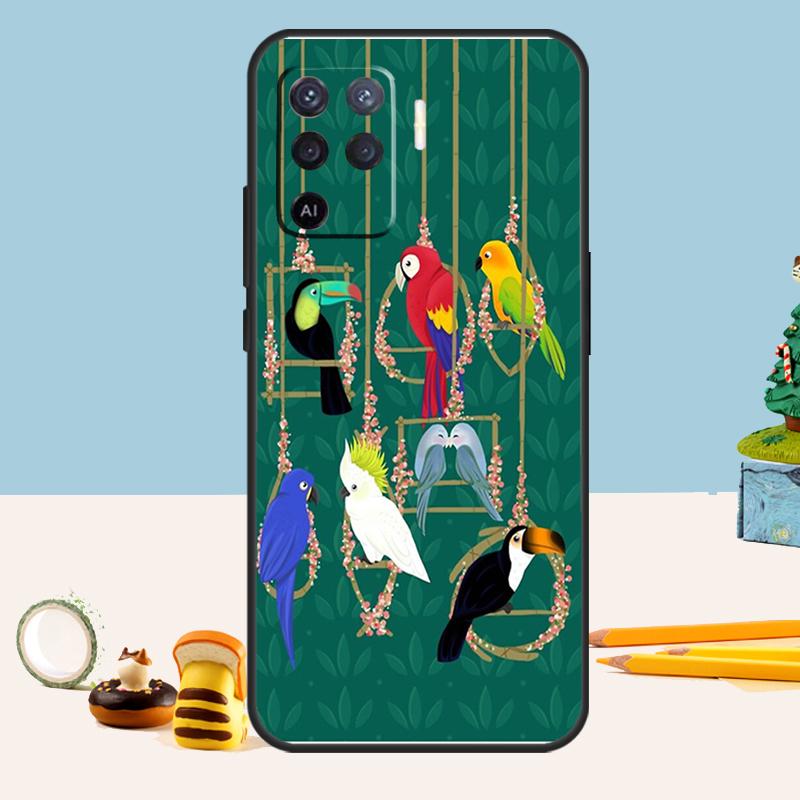 Colorful Parrots Case For Oppo A98 A78 A58 A18 A38 A74 A94 A54 A15 A17 A57 A6 A5 Pro A16 A76 A96 A40 A60 A80