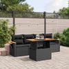 Vidaxl 5-Cz. Garden Lounge Set, Cushions, Black PE Rattan