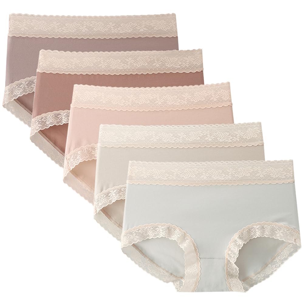 TDIOSN Lace Underwear Set Size Women's Panties, Breathable, Stretchy, Comfortable, Non-Digging, 5-Piece (Multicolor B, 3L)