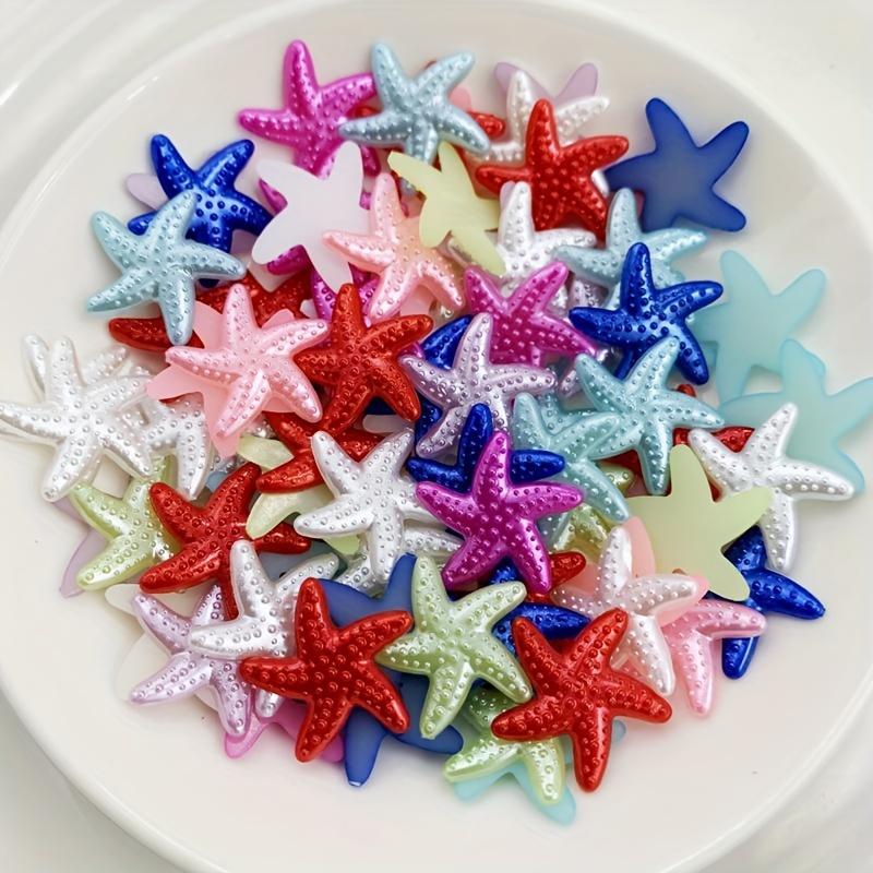 40pcs Mixed Color Starfish & Star Flatback Cabochons Resin Animal Themed Embellishments for Scrapbooking, Wedding & Beach Party Decor, DIY Crafts