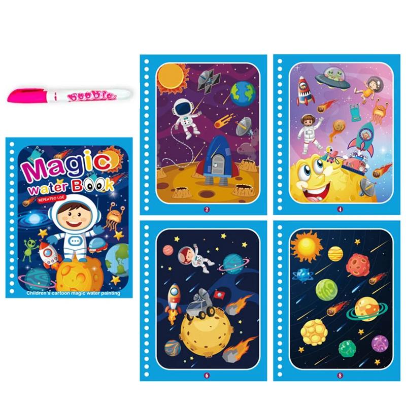Non-Toxic Children Early Education Toys Magical Book With Pen Water Drawing Montessori Toys Gift Reusable Coloring Book Magic Drawing Book