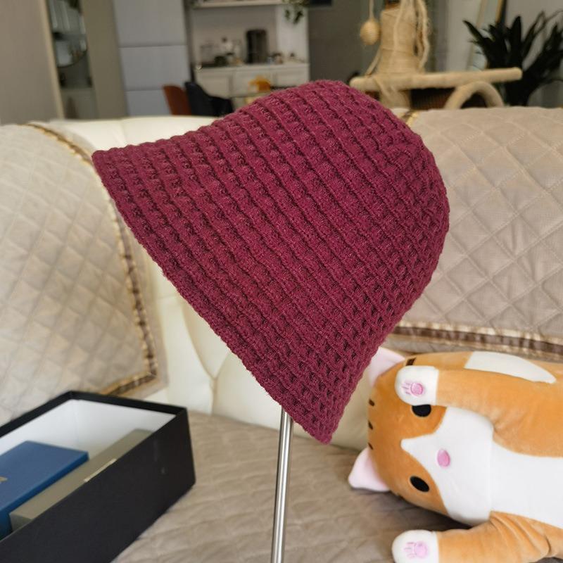 Thickened Solid Color Fisherman Hat Versatile Warm Face Covering Bucket Hat Showing Small Face In Autumn and Winter