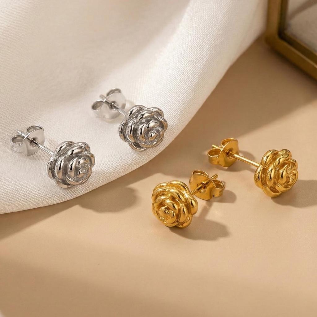 Lightweight 18K Gold-Plated French Floral Earrings - Versatile, Luxury Studs