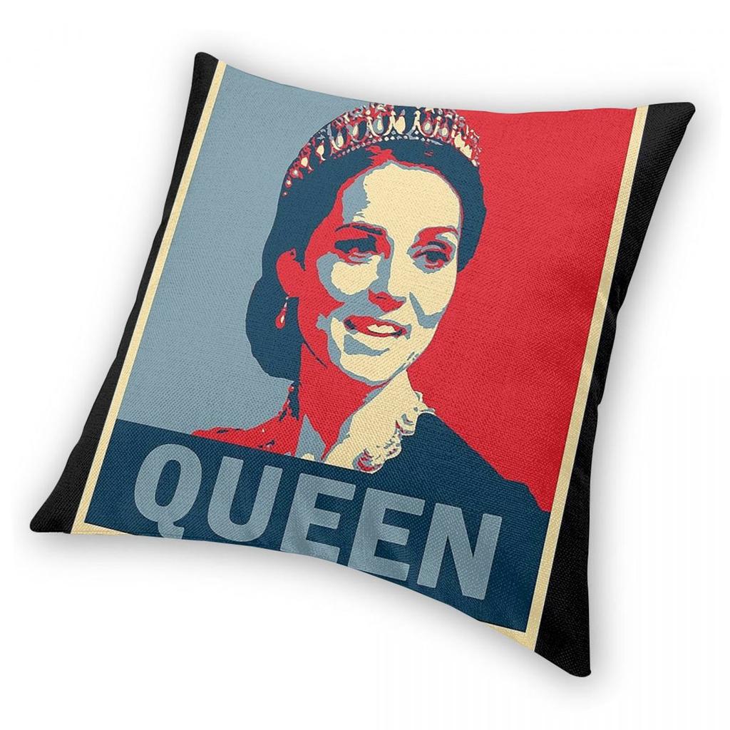 Queen Catherine Kate Middleton Square Pillowcase Polyester Linen Velvet Printed Decor Throw Pillow Case Home Cushion Cover 45X45