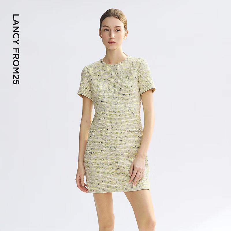 

LANCY Light Lime Green Tweed Short Sleeve Dress 2XL