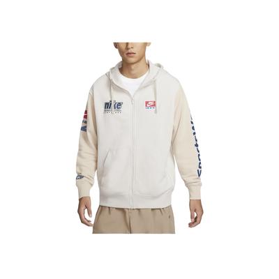 Nike Jaqueta Masculina com Capuz e Zíper, Manga Longa, Estampa de Letras, Casual Confortável, para Clube, Roupas Esportivas, Marrom Claro HQ4950-104