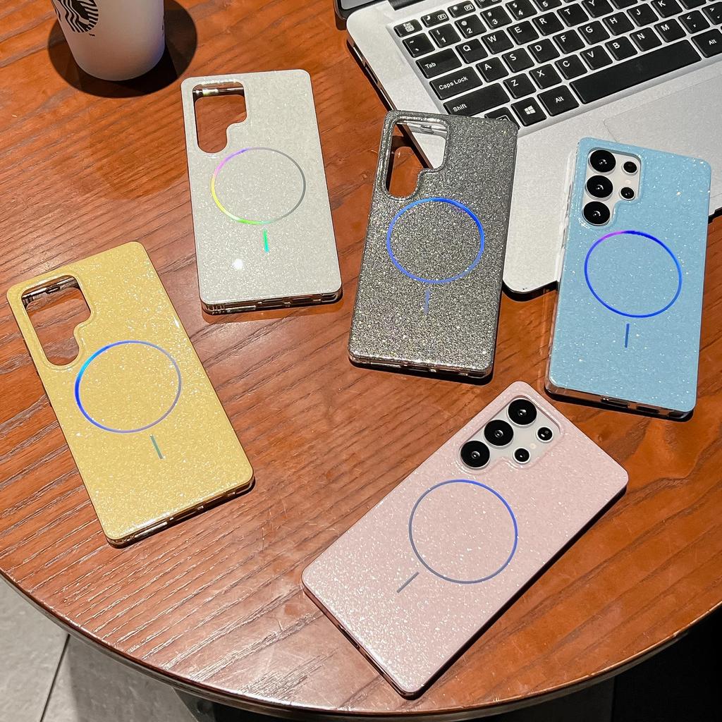Samsung S25 Ultra Slim Glitter Phone Case with Magnetic Ring & Colorful Design - Compatible with S24FE, S23
