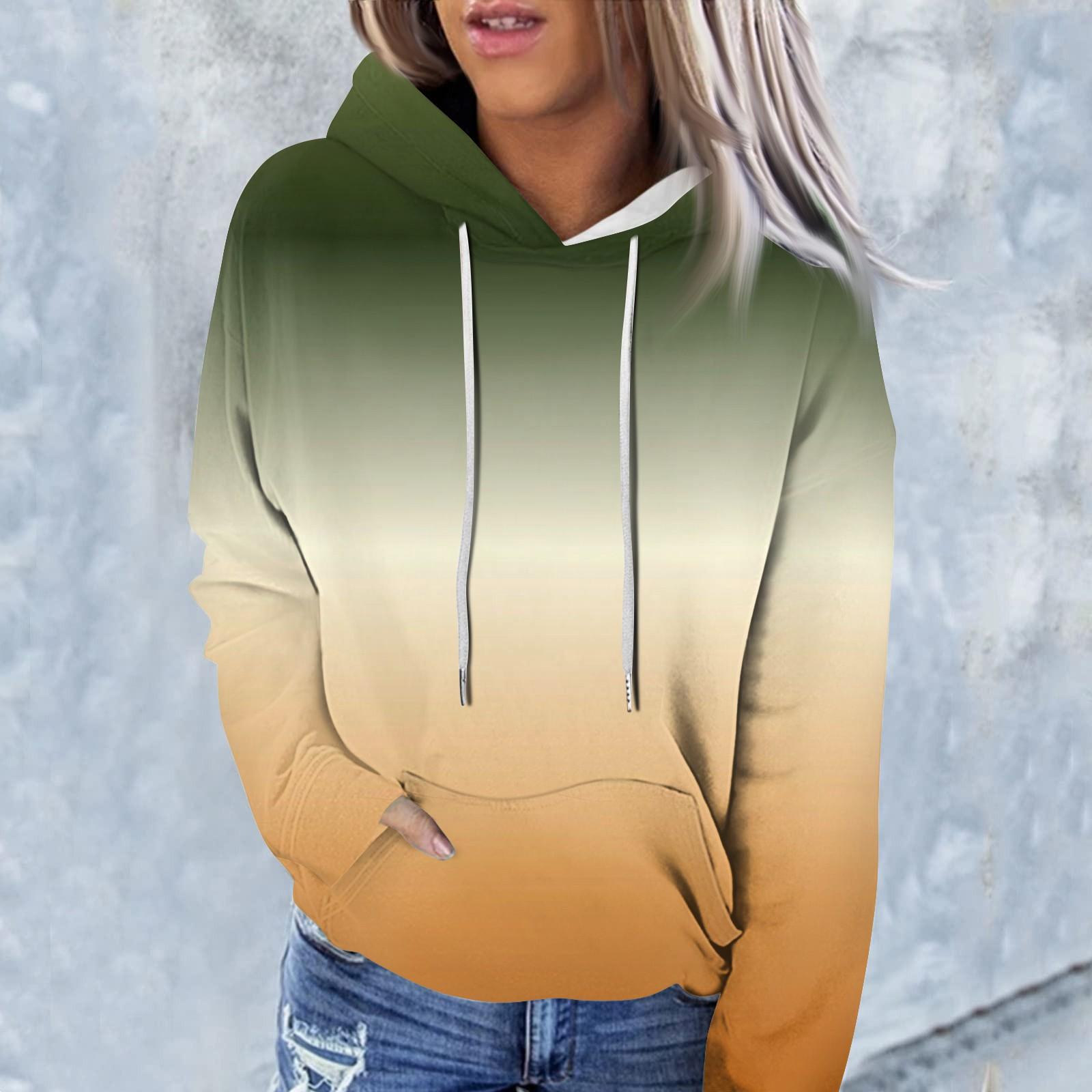 

Женская модная повседневная толстовка с капюшоном и градиентным принтом с длинным рукавом L