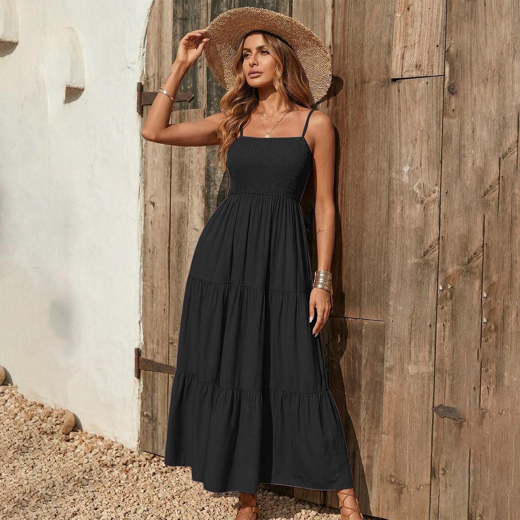 Boho Maxi Dress for Women Sleeveless Tiered Design Suitable As Spring Wedding Guest Dress and Cocktail Dress