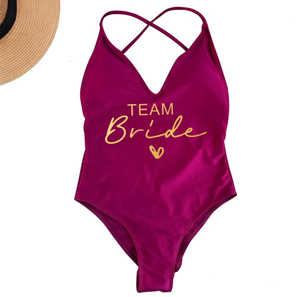 Sexy Padded One Piece Swimsuit Women Team Bride Swimwear Bikini Summer Bathing Suit Plus Size Beachwear Bachelorette Party Lady